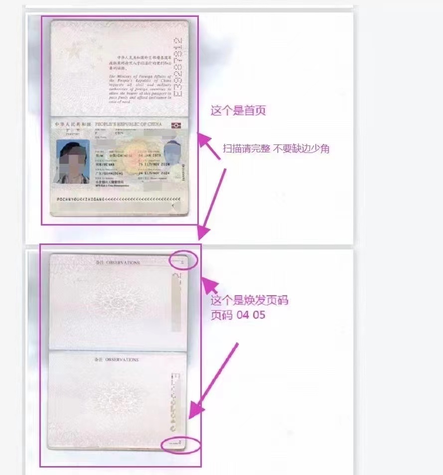 護照首頁換發頁