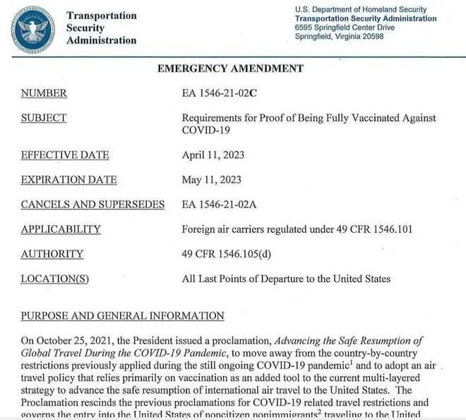 入境美國仍須提供新冠疫苗證明 延長到5月11日